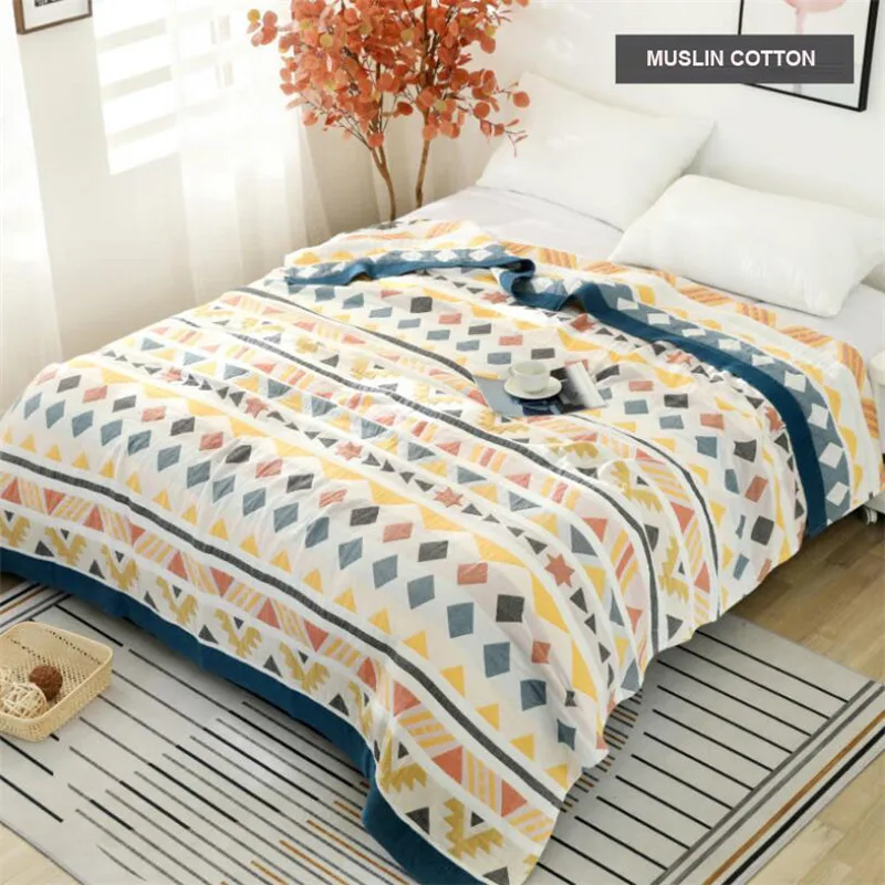 Queen King Single Bedspread Sleeping Blanket For Bed Sheet Adult Car Sofa Travel Blanket Muslin Cotton Nap Sofa Blanket