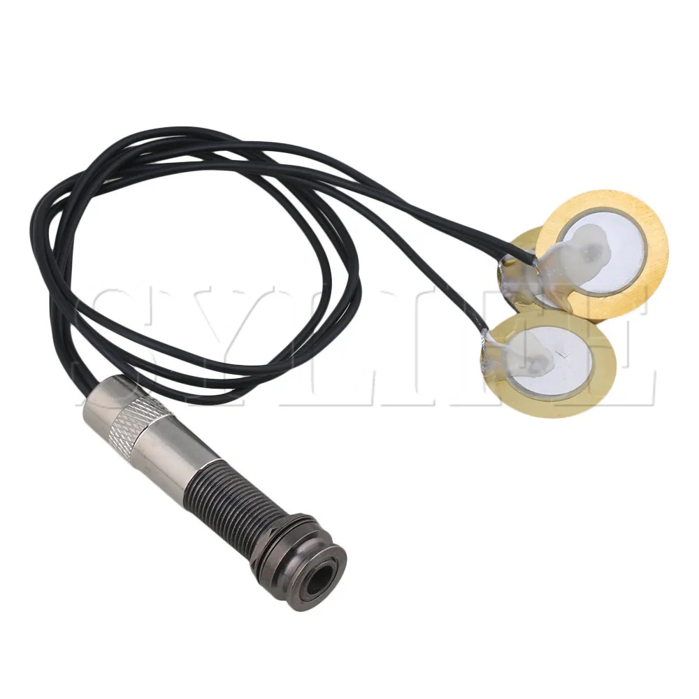 3 Sensor Guitar Piezo Contact Microphone Pickup Black with 6.35mm Jack