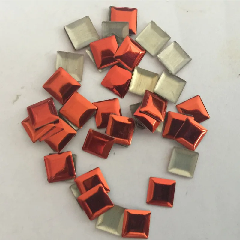 1440pcs 7*7mm Orange Square Hotfix Studs Flat Back Iron On Nailhead Metallic Glue FlatBack Rhinestuds For DIY Punk Rock Spikes