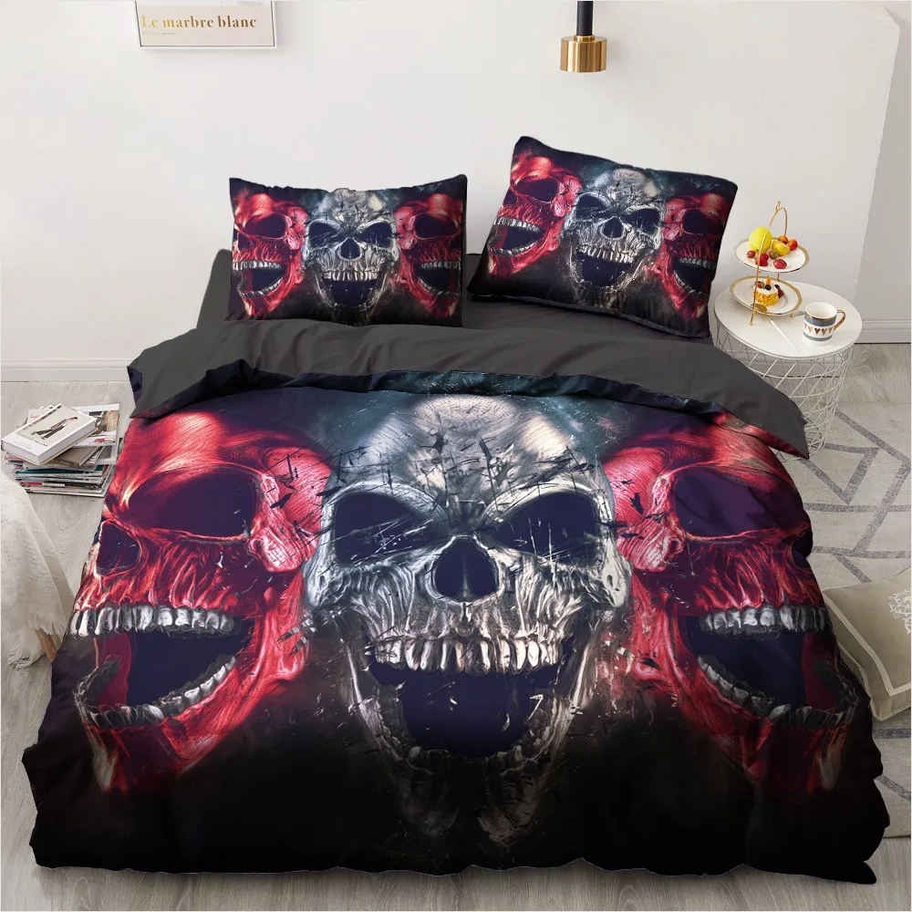 Imagem -02 - Custom Bedding Sets Halloween Crânio Roupa de Cama Luxury Duvet Cover Grupo Queen King Quilt e Cobertor Pcs se 3d