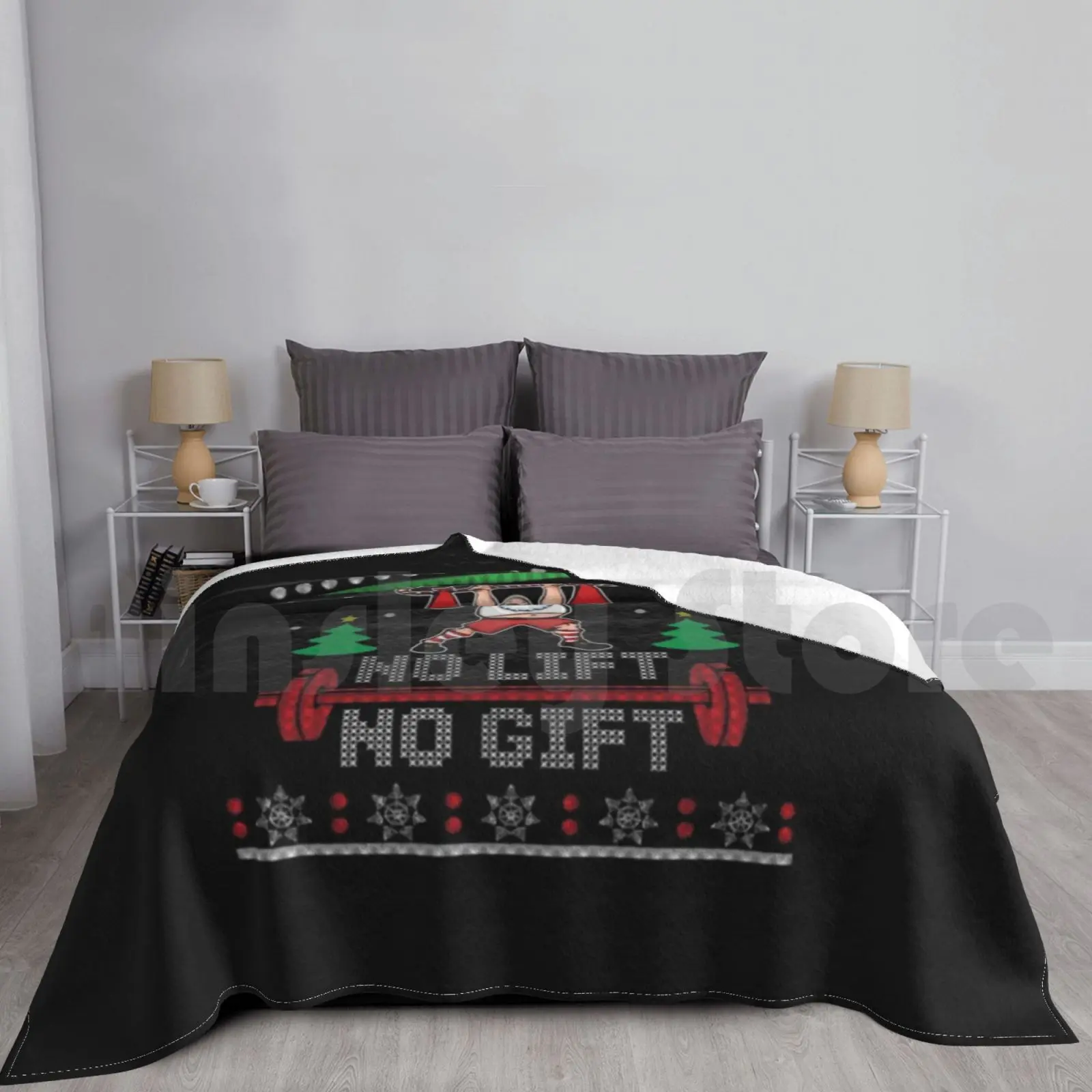 

No Lift Gift Gym Santa Claus Christmas Funny Gifts Blanket Super Soft Warm Light Thin Ugly Christmas Sweater Christmas