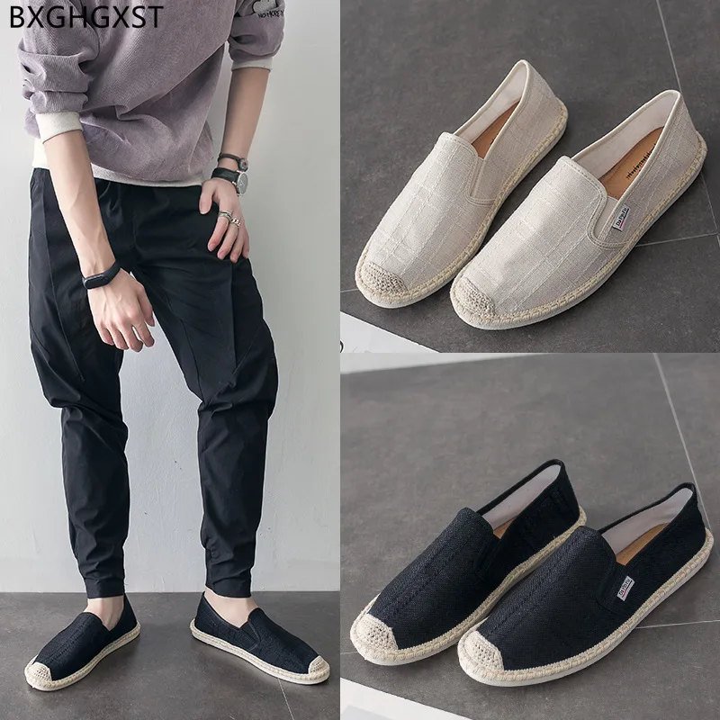 Fisherman Casual Shoes for Men Loafers Men Barefoot Canvas Shoes Espadrille Homme Slip on Shoes Men Breathable Zapatilla Hombr