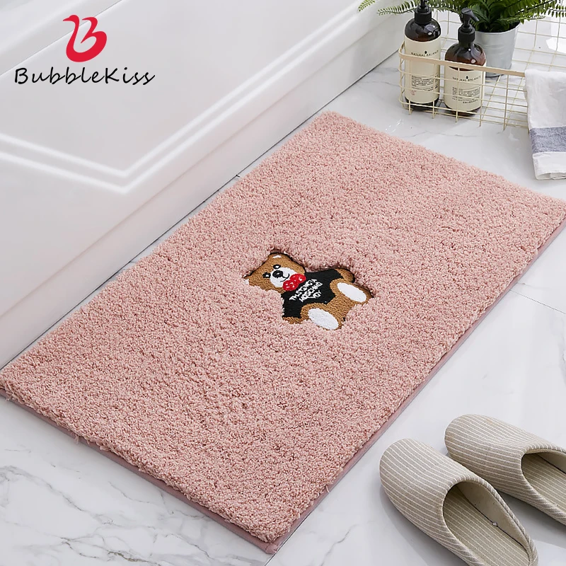 Bubble Kiss Cartoon Carpet Fashion Simple Bathroom Anti Slip Rugs Cute Bear Pattern Decor Floor Mat Home Absorbent Area Foot Pad