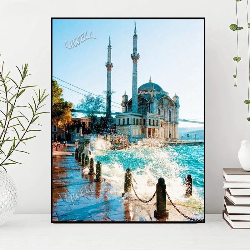 Diy 5d Turkey Scenery Full Square/Round Rhinestones Hagia Sophia Church Istanbul Grand Mosque Cross Stitch Art Decor For Home