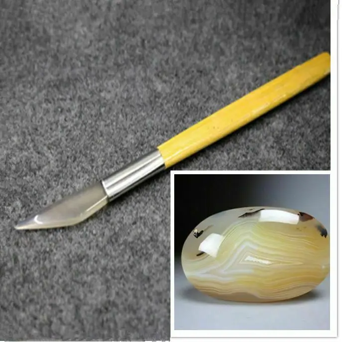 New Agate Burnisher Polishing Knife Edge With Bamboo Handle Jewelry Making Tool