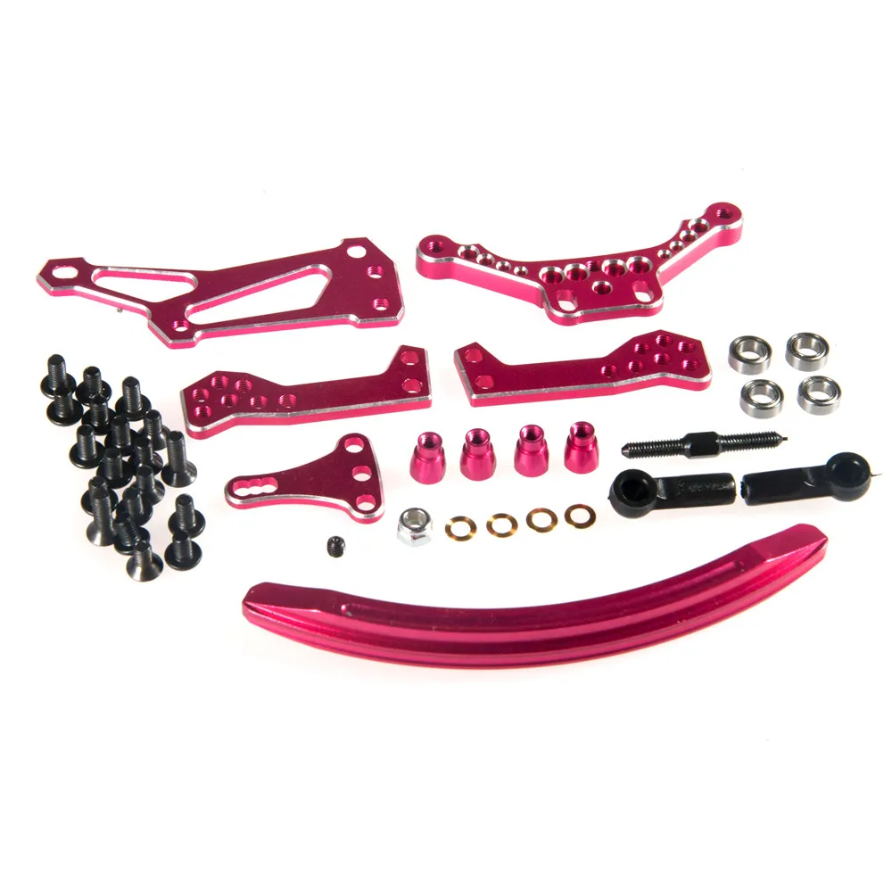 YEAHRUN Pink Aluminum Curve Slide Track Steering Set for Sakura D4 RWD 1/10 RC Cars Upgrade Parts