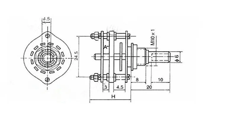 1 Uds. Selector de interruptor giratorio de canal de banda de eje de 3 decks 6mm 3P6T/3P7T/3P8T/3P9T/3P10T/3P11T/6P3T/6P4T/6P5T/9P3T/12P2T cerámica