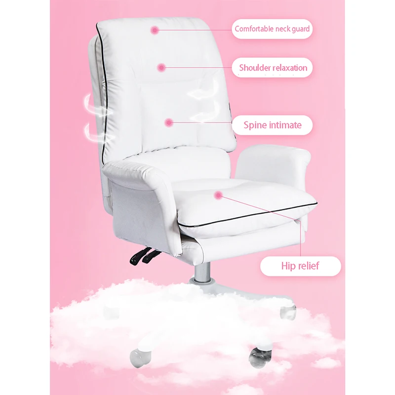 Pink Girls' Computer Chair Soft and Comfortable Lift Adjustment 360° Rotating Home Office Computer Chair Anchor Live Game Chair