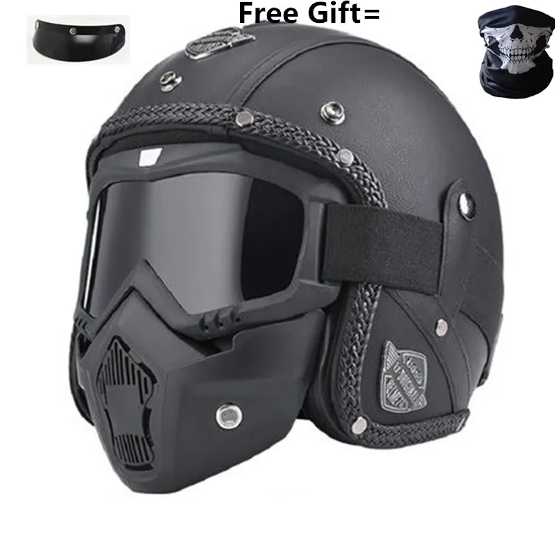 Professional Retro Motorcycle Helmet Goggle Mask Vintave Mask Open Face Helmet Cross Helmet Available Dot Approved CE