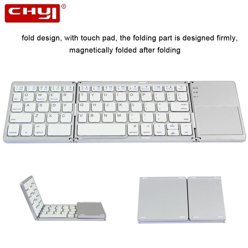 

Folding Wireless Keyboard Portable Ultra-thin Bluetooth keyboard Office Ergonomic Gamer Keypad with Mouse Touchpad For Laptop PC