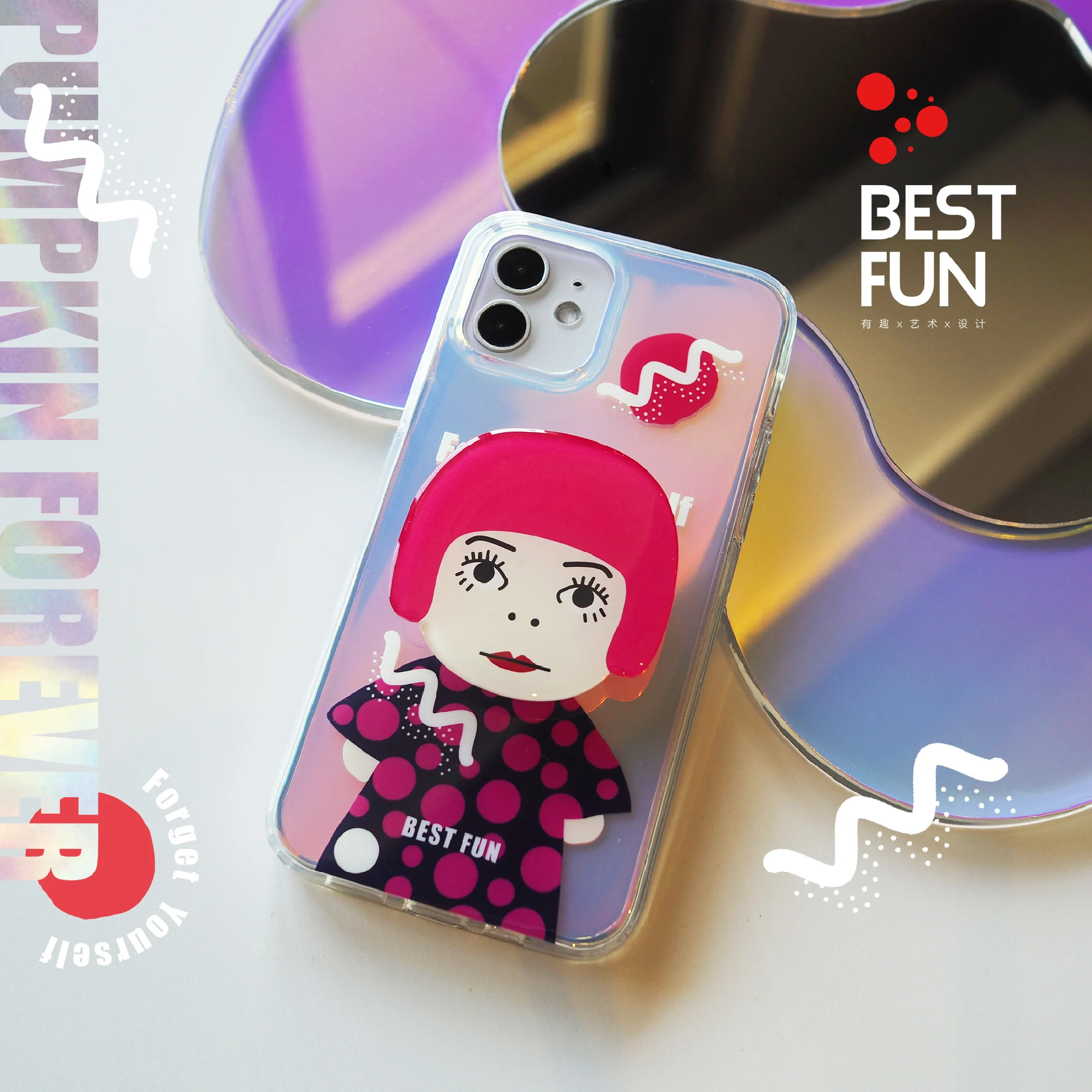 Yayoi Kusama Phone Case for iPhone 13 12 14 Pro Max  Cartoon Cute Shockproof Camera Protect Back Cover