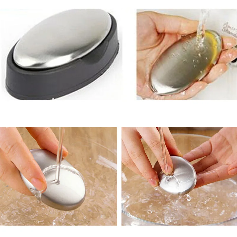 Stainless Steel Soap Oval Odor Remover Eliminating Smell Like Onion Fish Garlic for Kitchen Cleaning Accessories Metal Soap