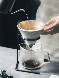 60° Espresso Coffee Filter Reusable Ceramics Coffee Dripper Funnel Drip Coffee Maker with Holder Coffeeware coffee Accessories