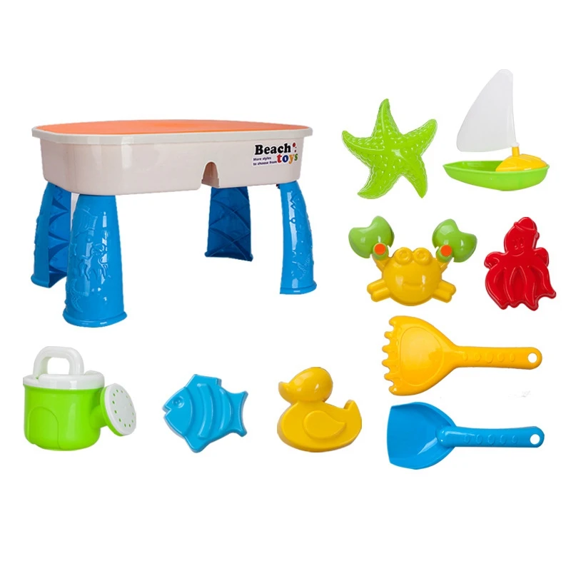 

Sand and Water Table Set with Lid Cover Beach Toys Outdoor Garden Sandbox Kit Kids Summer Beach for Toddlers Kids