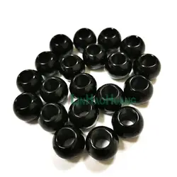 100pcs/lot Black Acrylic Round Pony Beads 9.5*12mm with 6mm hole for Kids Craft Kandi Bracelet