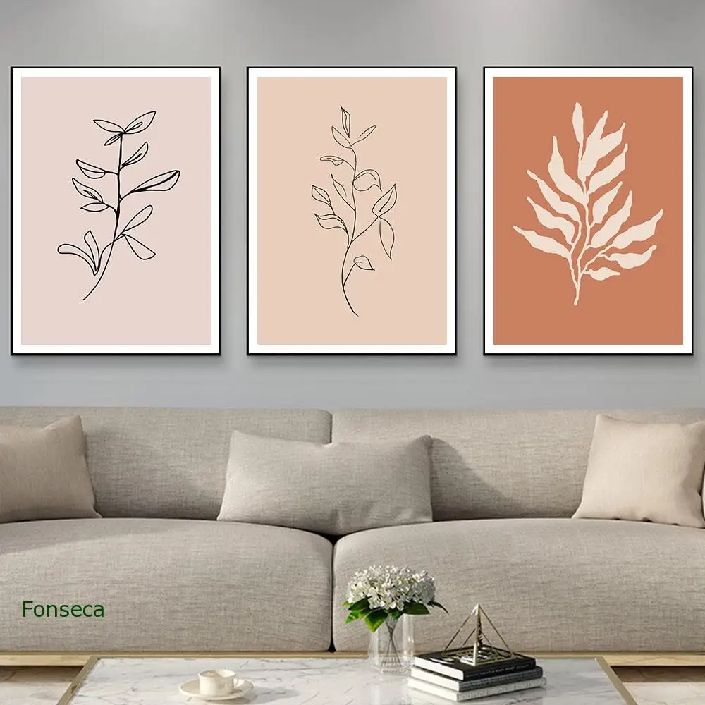 Frigid Style Plant Leaves Abstract Canvas Painting Vintage Plants  Leaf Poster Minimalist Modern Wall Art Pictures Home Decor