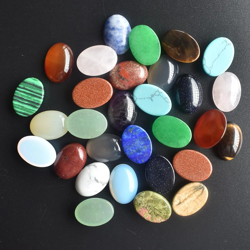 Mode Großhandel 50 Stück/Lot Ovaler Naturstein Gemischter Cabochon 13x18mm Schmuck- & Kleidungszubehör Kostenloser Versand – Detail 2