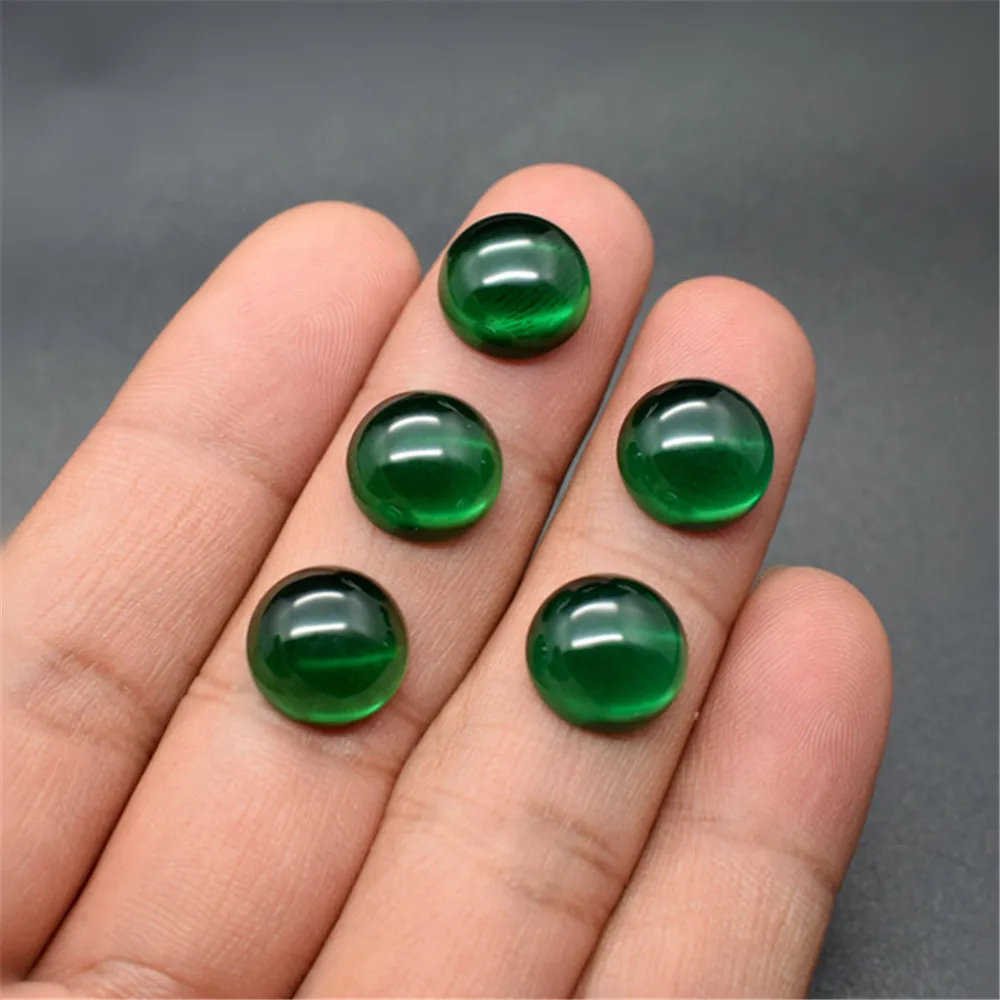 

Emerald Round Cabochon Smooth Polished Surface Round Rich Green Emerald Cabochon Flat Back Multiple Sizes to Choose C62E