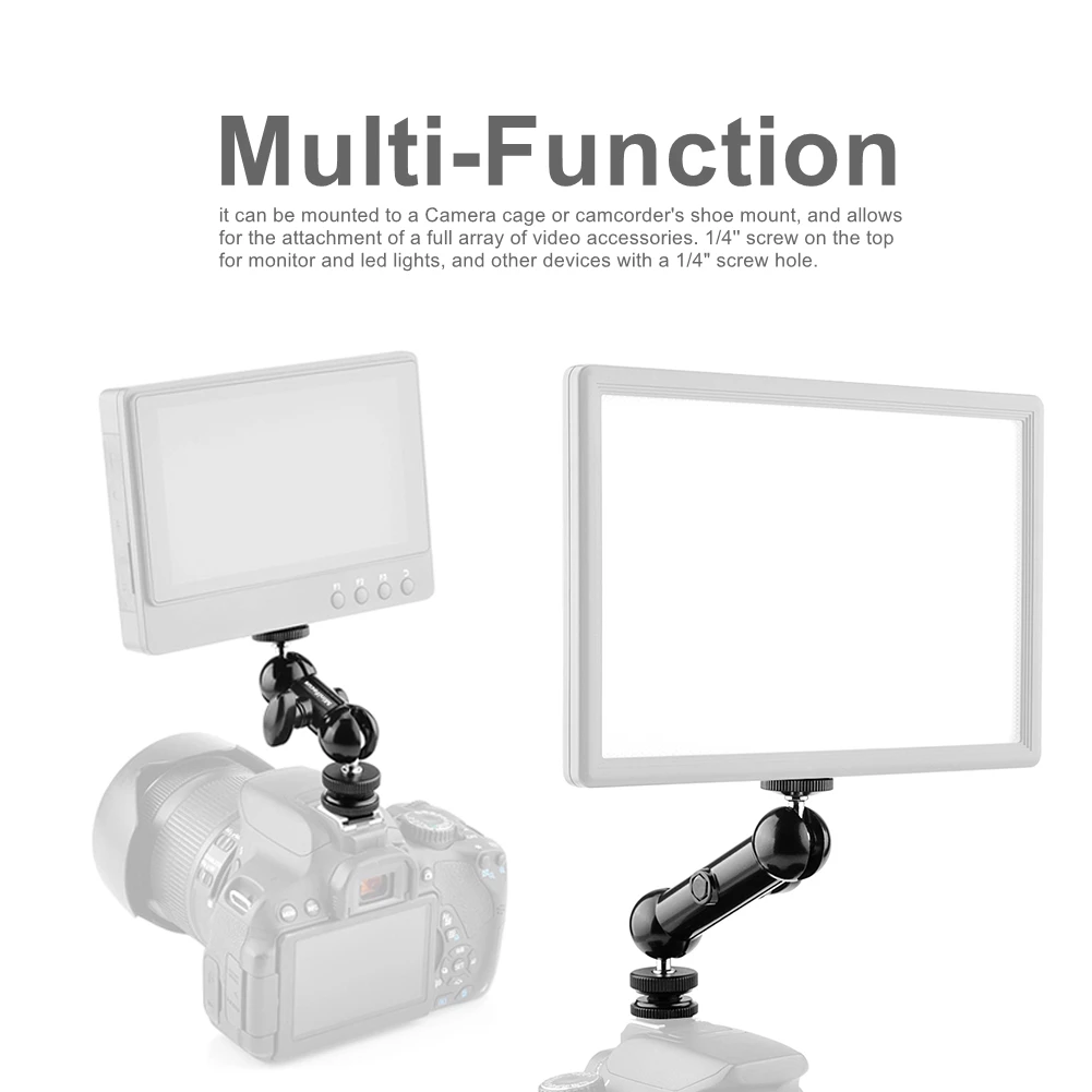 Адаптер с двойной шаровой головкой для холодного башмака Magic Arm с двойным шаровым креплением для камеры, видеокамеры, монитора, микрофона, видео, светодиодной подсветки