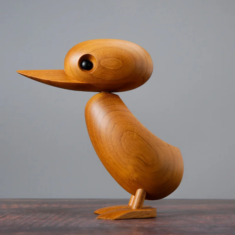 [HHT] High-end Wooden Teak Ducks Ornaments Cute Animals Decoration Ducks Solid Wood Crafts Home Decor Creative Holiday Gifts