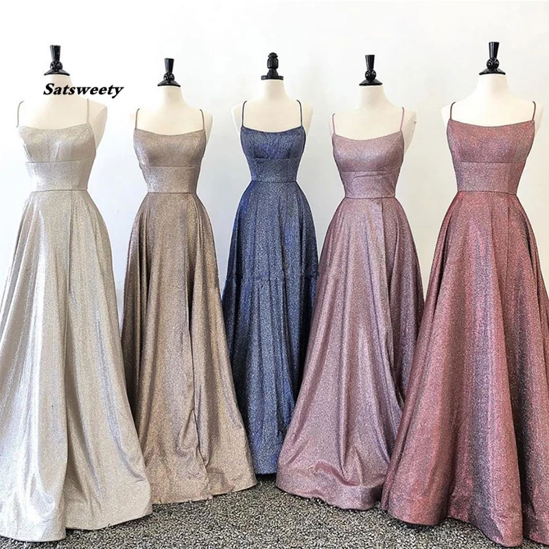 

Prom Dresses Sparkly Party Dresses Gala Shiny A-line Prom Gown Elegant Ceremony Long Dress Gala Youth Spaghetti Straps