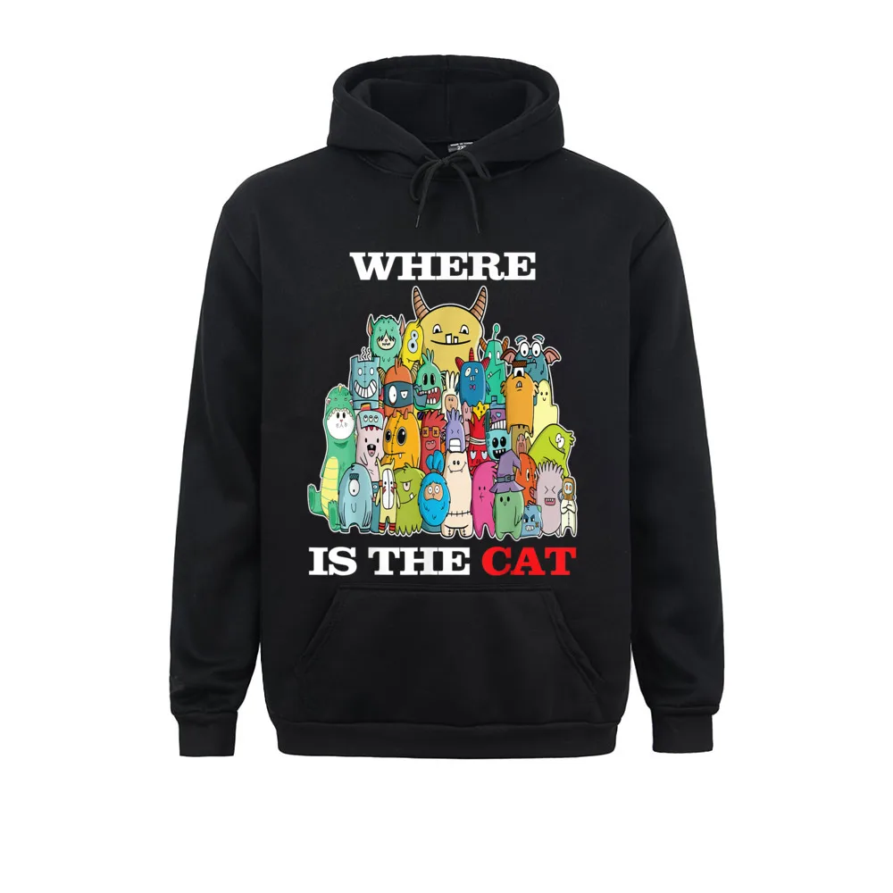 Funny Where Is The Cat Cute Colorful Monsters Happy Cartoon Long Sleeve Hoodies Men Sweatshirts Crazy Sportswear Brand