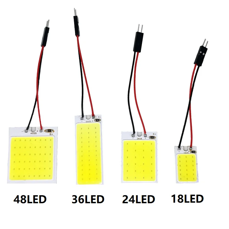 

White T10 W5w Cob 24SMD 36SMD 48SMD BA9S Car Led Clearance License Plate Lamp Auto Interior Reading Bulb Trunk Festoon Light 12V