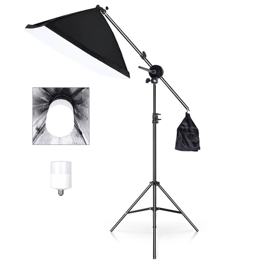 Softbox Light Box C-Tripod Boom Arm Stand Photo Studio 2M with 1.4M Flexible Sandbag Supporting Lighting Photography Phone Flash