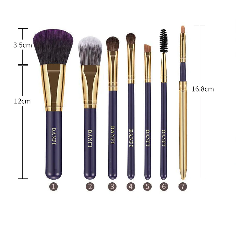 7Pcs/set Purple Makeup Brushes Set Women Beauty Cosmetic Foundation Powder Blush Eyeshadow Concealer Lip Make-up Brush Set Tools