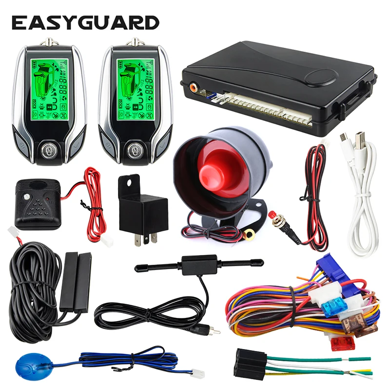 2 Way Car Alarm pke Keyless Entry LCD Pager Display Vibration Alarm Universal Car Keyless Entry System Burglar Alarm