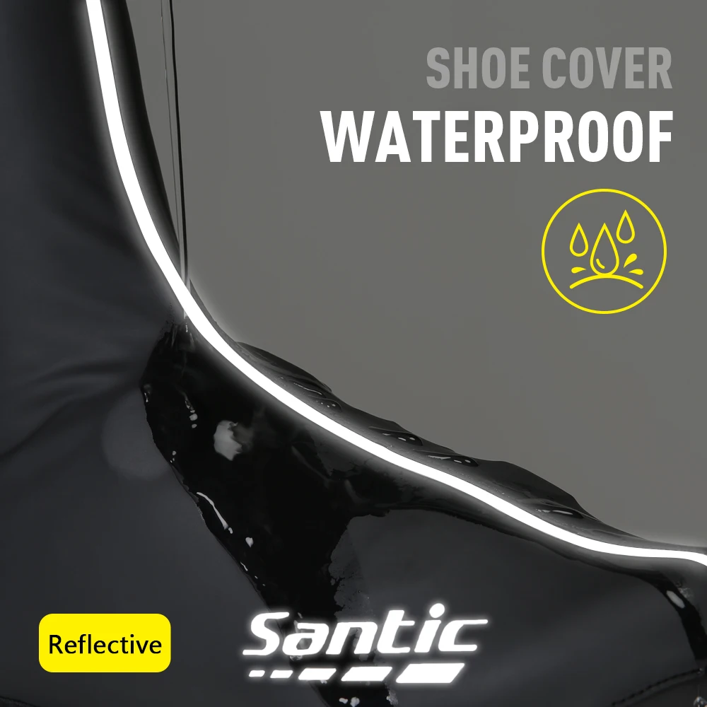 Santic Men Cycling Shoes Cover Windproof Waterproof MTB Road Bike Shoes Cover Keep Warm Winter Reflective M0P078