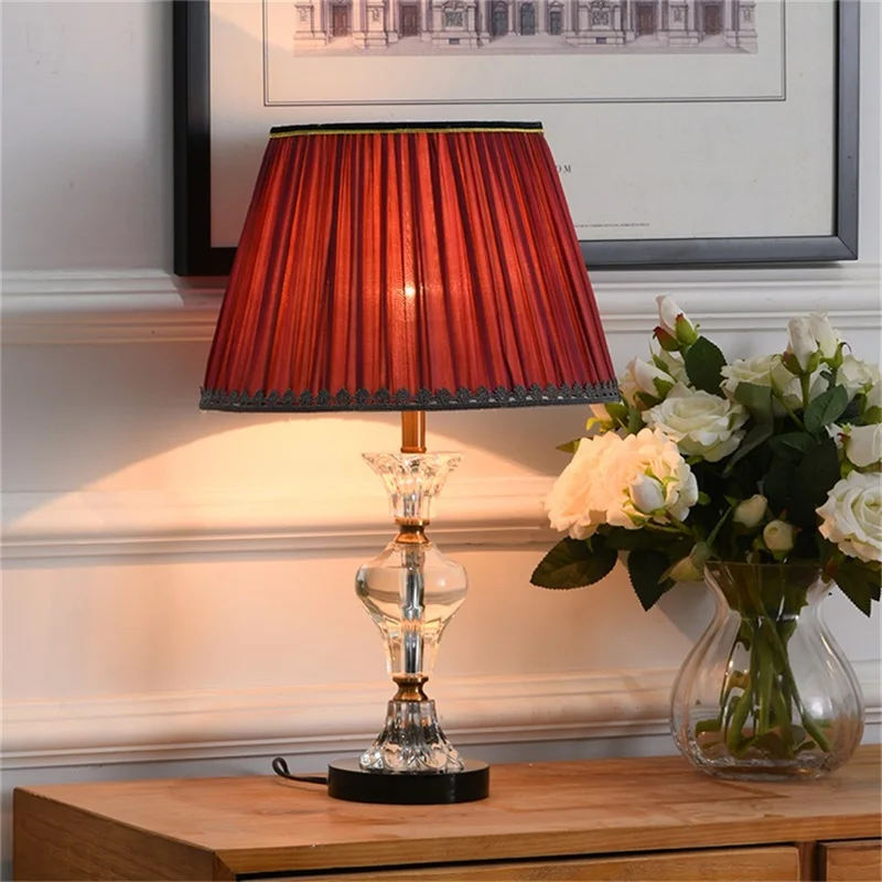 OURFENG Table Lamp Crystal Modern Bedside LED Desk Light Luxury Decorative for Home Foyer Bedroom Office Hotel Study