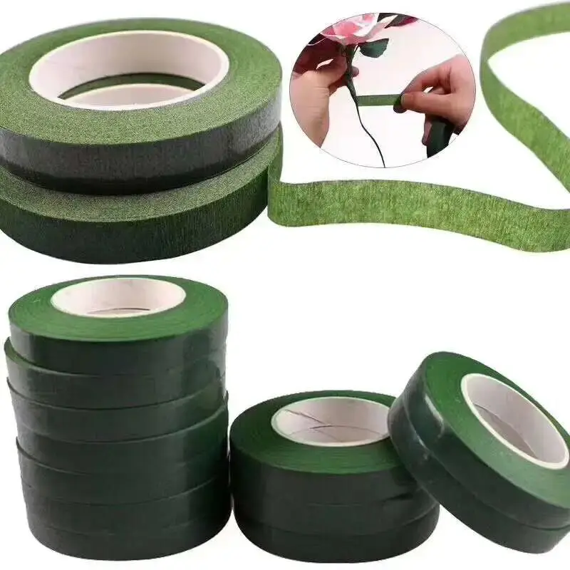 1 Roll 30M Self Adhesive Green Paper Tape Grafting Film Floral Stem for Artificial Silk Flower Garland Wreaths Craft