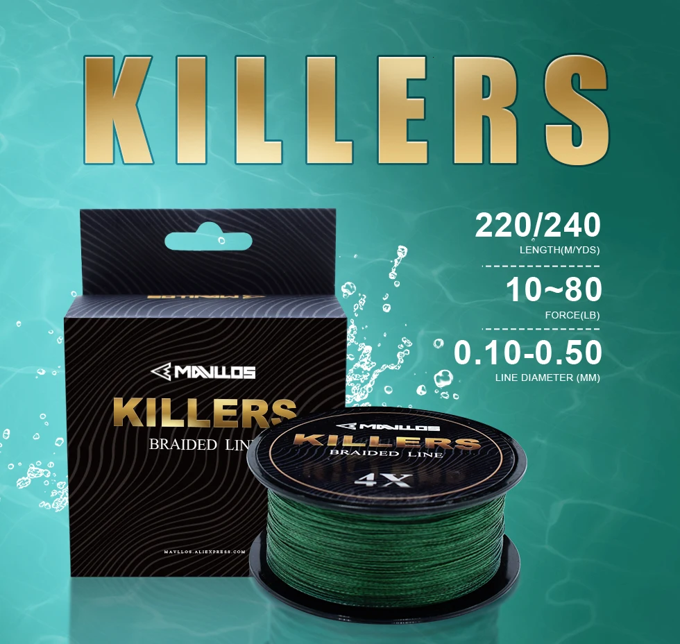 Mavllos Killer Geflochtene Angelschnur 150m/220m 0,06-0,6mm 4-121Lb 4-Strang Superstark Salzwasser Multifilament PE Angelschnur – Detail 7