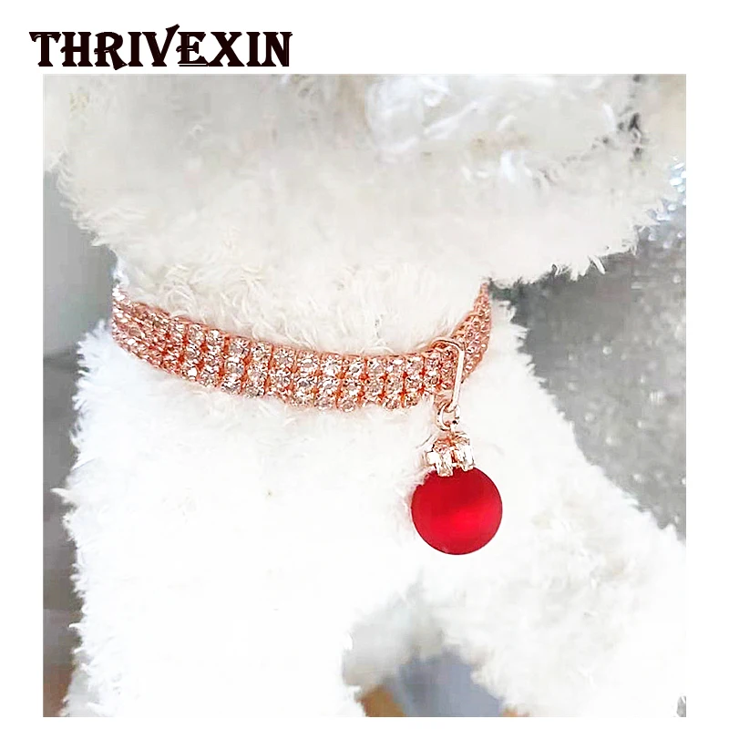 Crystal Dog Collar Necklace Fashion Cute Red Lantern Puppy Scarf Accessories Neck Strap Cat Tie Pet Supplies Dog Fashion