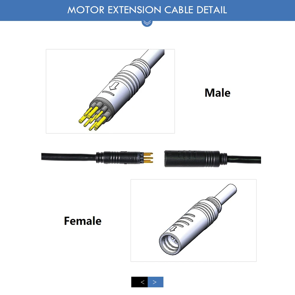 Electric Bicycle JULET Waterproof Cable 600/1300/1600mm 9 Pin Wheel Hub Motor Extension Cable 250W 350W 500W Ebike Accessories