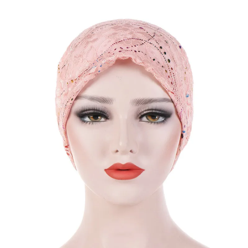 KepaHoo Women's Fashion New Lace Scarf Caps Muslim Cap Turban Chemo Beanie Hat Women Hair Accessories