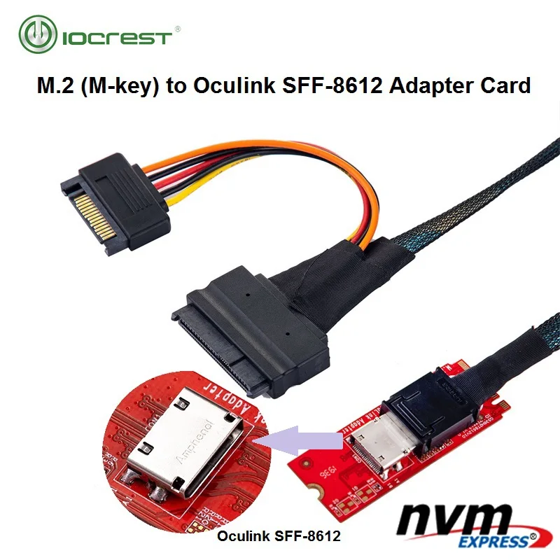 

Адаптер M.2 M-key PCI-E 3.0 к хост-адаптеру Oculink SFF-8612 для SSD PCIe NVMe