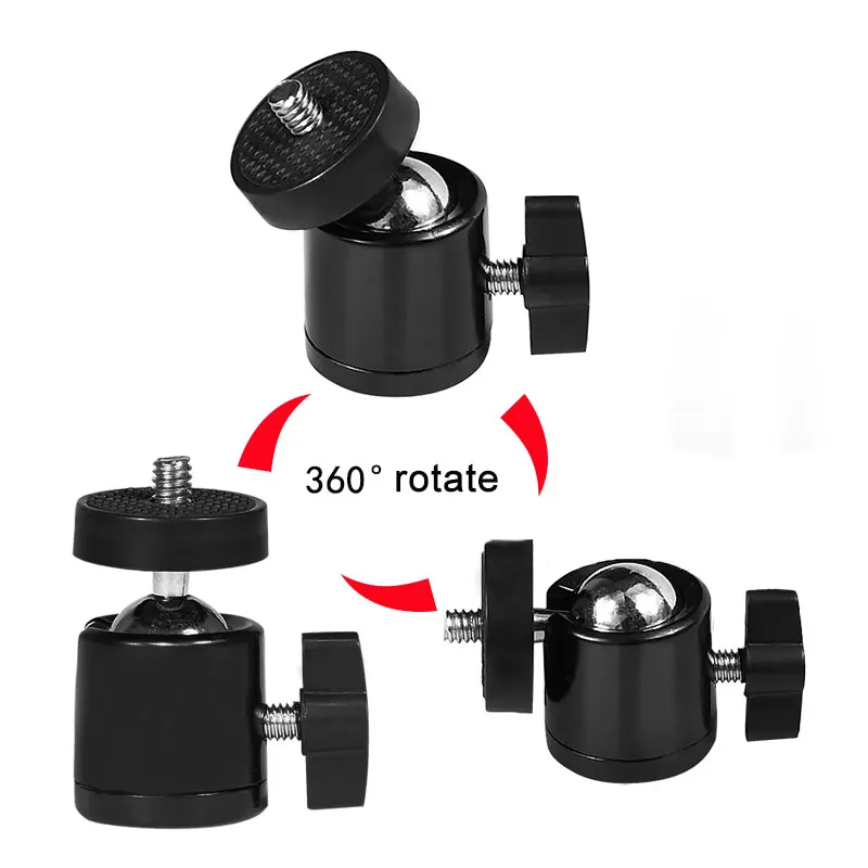 미니 볼 헤드 휴대폰 마운트 삼각대, 360 도 회전 촬영, 경량 휴대용 볼 헤드, LED 조명 브래킷용