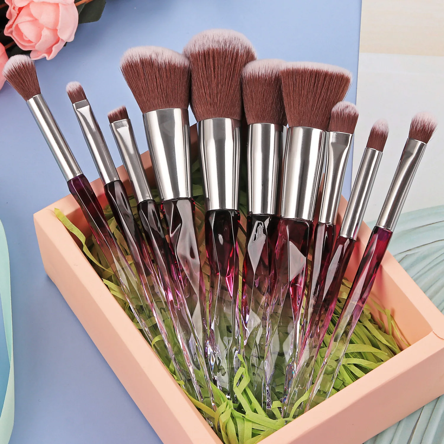 Crystal Diamond Makeup Brushes Set Foundation Highlighter Powder Blush Eyeshadow Brush Professional Make Up Brush Kit Tool