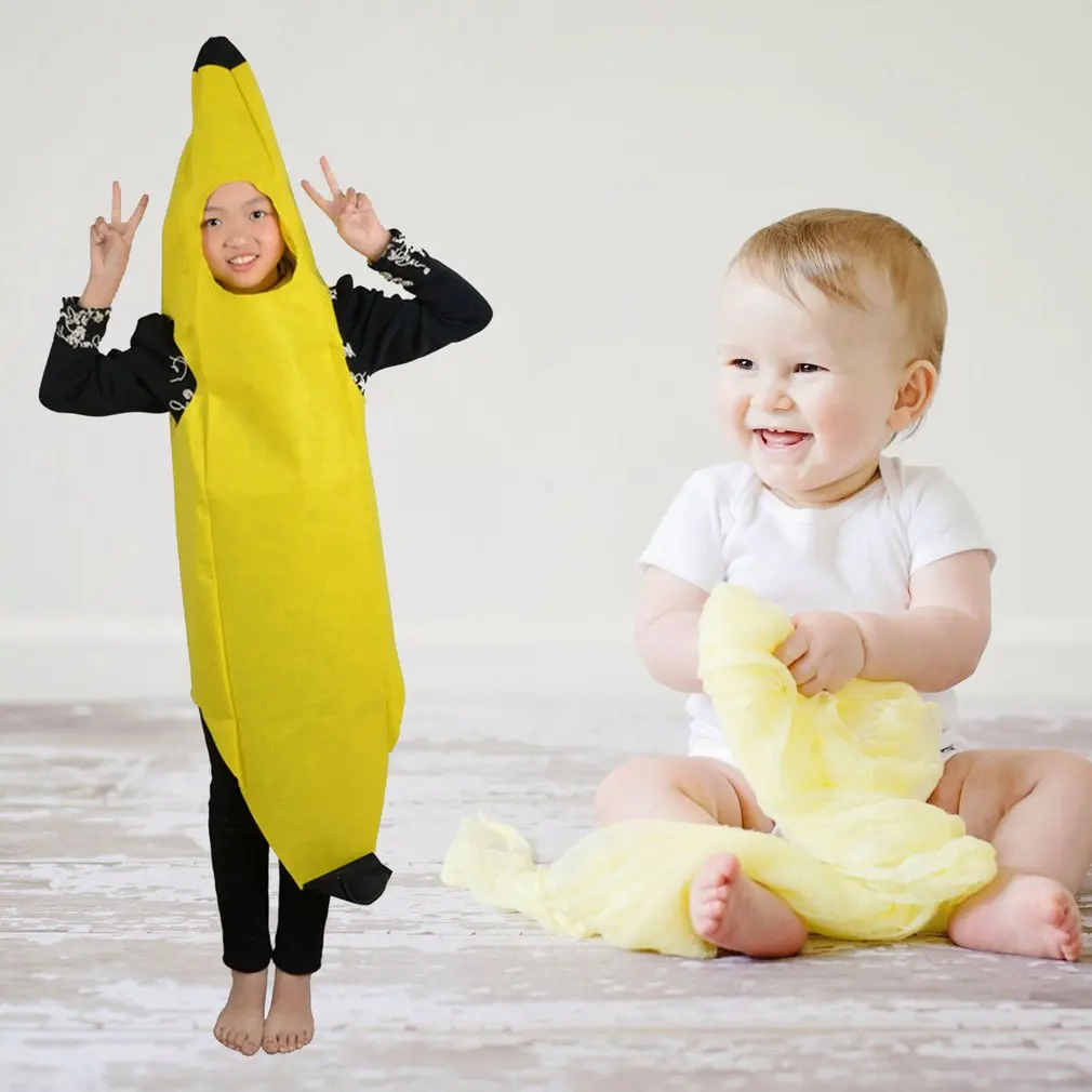 Novità uomo donna adulto bambini carnevale personaggio divertente Party Bar Stage Banana Costume Dance Suit Top abbigliamento Fantasia
