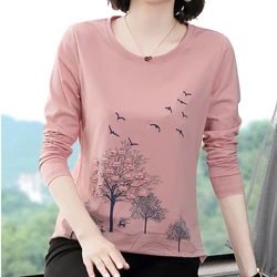 Shintimes Spring Woman Clothes Embroidery Patchwork Long Sleeve T Shirt Women 2022 Fall T-Shirt Loose Cotton Tee Shirt Femme