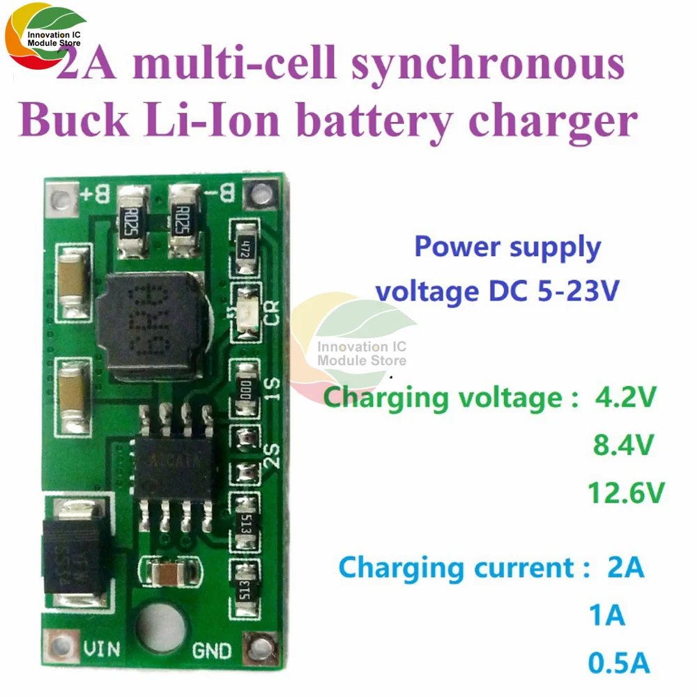 2A Multi-cell Synchronous Step-down Lithium Battery Charging Module DC 5-23V to 4.2V 8.4V 12.6V 3.7V 7.4V 11.1V Lithium Battery