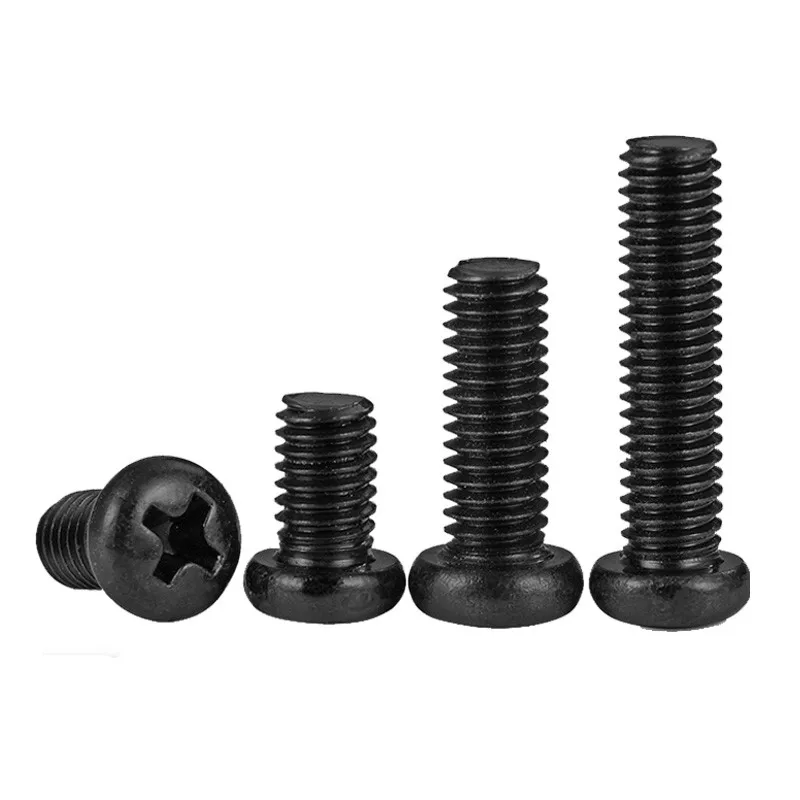 50X M1 M1.2 M1.4 M1.6 M2 M2.5 M3 M4 Mini Micro Small Light Black A2 304 Stainless steel Cross Phillips Pan Head Screw Round Bolt