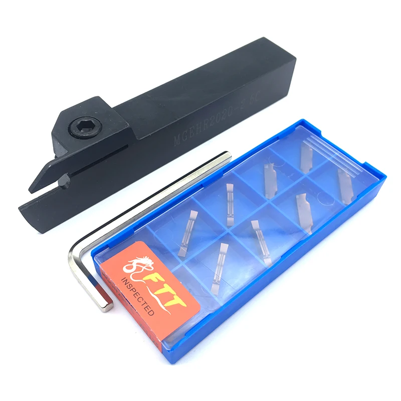 MGGN250 C YC1125 Carbide Inserts High Quality + MGEHR2020-2.5 Lathe Cut-Off Grooving Parting Tool Holder Wrench Turning Tool Set