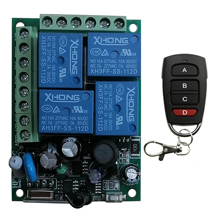 العالمي لاسلكي للتحكم عن بعد التبديل 433 ميجا هرتز AC110V 220 فولت 4CH التتابع استقبال Rf الارسال للمرآب/بوابة/المحرك/الضوء/مصباح