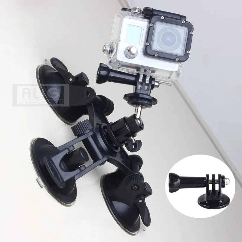 Acessórios do carro ventosa montagem titular base conjunto para gopro hero 7 6 5 4 3 + 3 sj4000 sj5000 wifi mini filmadora