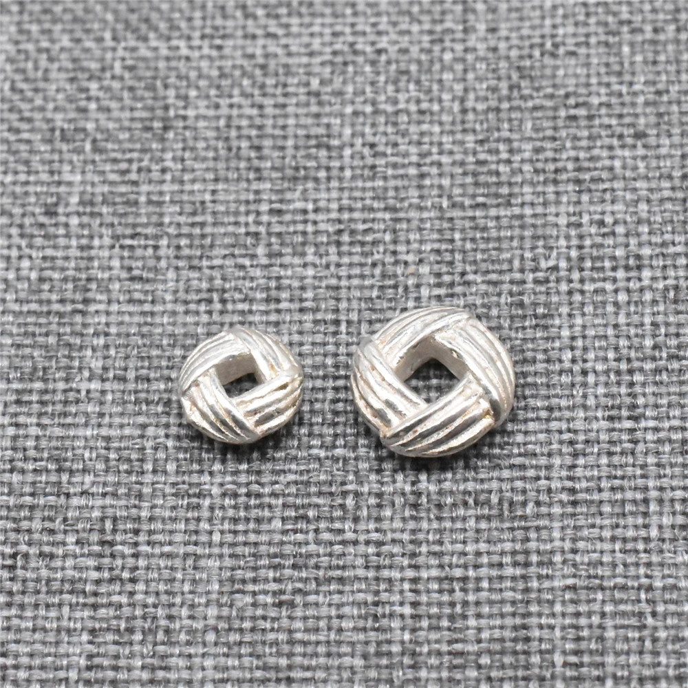 

10pcs of 925 Sterling Silver Small Knot Weave Beads 2-sided for Necklace Bracelet