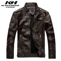 KH New Men's Leather Jackets Man British Style Motorcycle Leather Jacket Coat Jaqueta de Couro Masculina Mens Zip Leather Coats