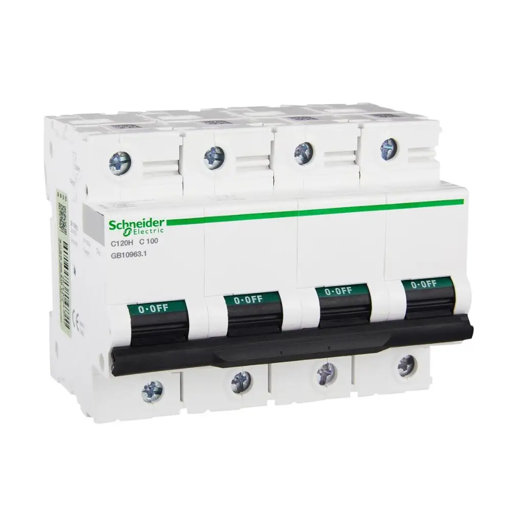 

C120H small circuit breaker power distribution protection AC 4P C curve 100A 400V 50 / 60Hz DIN rail installation A9N19819